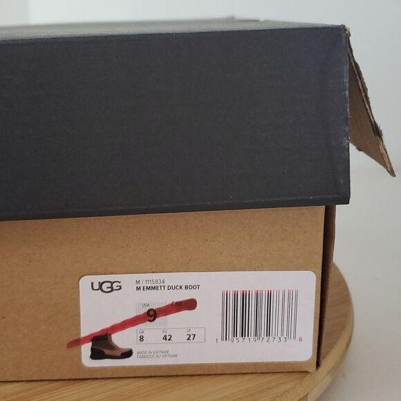 UGG Emmett Waterproof Leather Duckboot Chestnut Men's Size 9 NIB - Picture 11 of 13